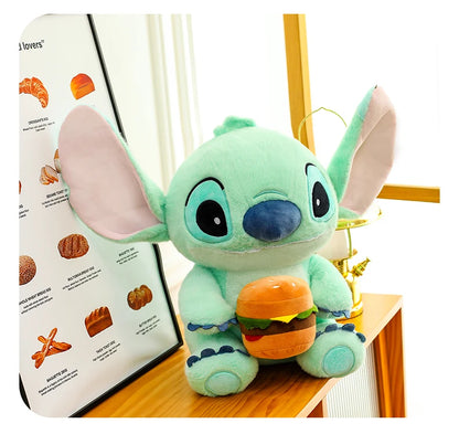 New 30/50cm Disney Kawaii Burger Stitch Plush Toy Cartoon Anime Needle Cute Sleeping Pillow Plush Doll Girl Holiday Gift