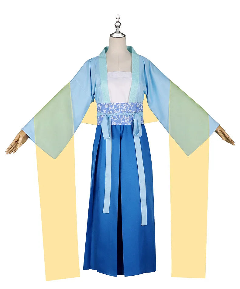 Anime The Apothecary Diaries Maomao Cosplay Costume Wig Blue Dress Hanfu Hunting Outfit Halloween Party for Women Girls iCoser