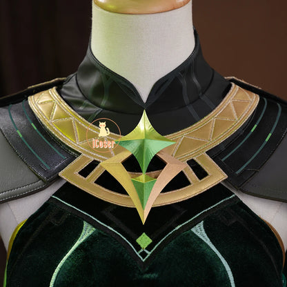 Genshin Impact Nefer Cosplay Costume Wig Dress Uniform Outfit Headwear Carnival Halloween Party for Women Girls Accessory iCoser