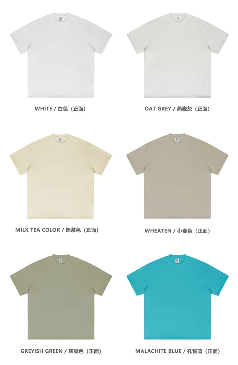 ZODF 2025 Heavy-Weight 425gsm 100% Cotton T-Shirts For Men Unisex Summer Oversized O-Neck Basic Solid T Shirt Brand Tees HY0485