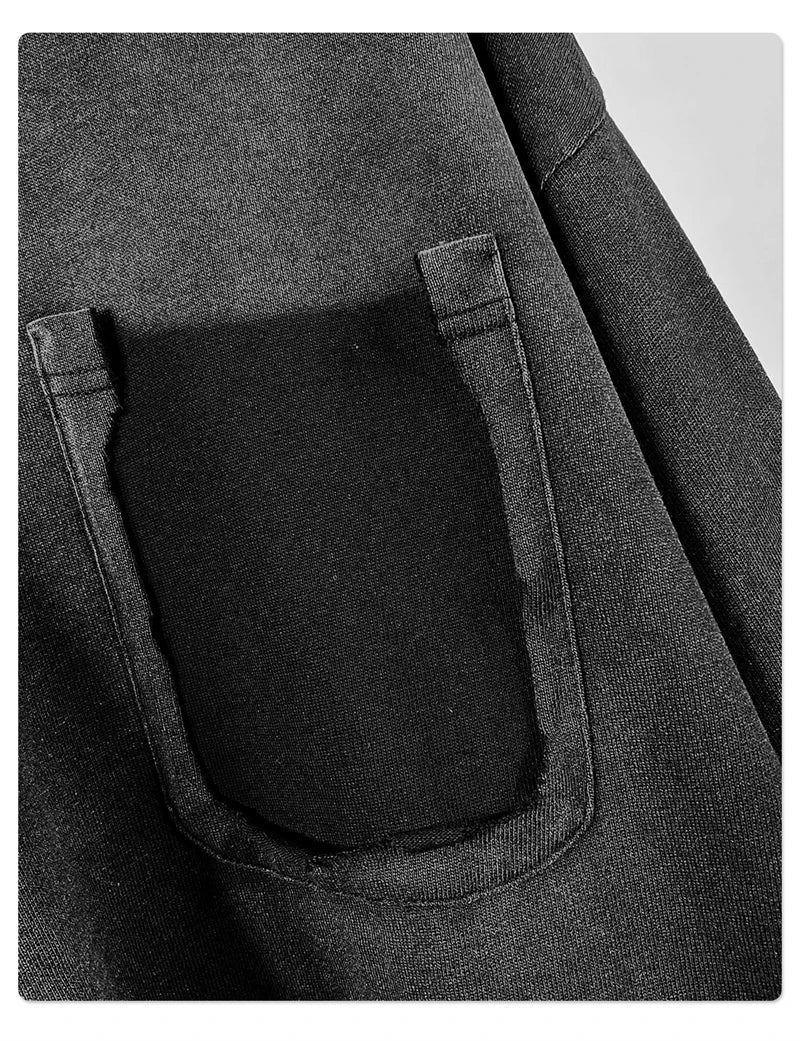 ZODF Retro Man's 325gsm Cotton Full Sleeve T-Shirts Unisex Distressed Wastland Style Monkey Washed T Shirt Tees HY1160