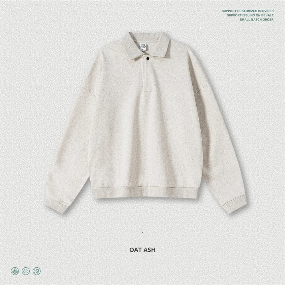 ZODF Casual 2025 Autumn 445gsm Sweatshirt For Man Unisex Turn Down Collar Solid Fleece Pullovers Winter Coats HY1111