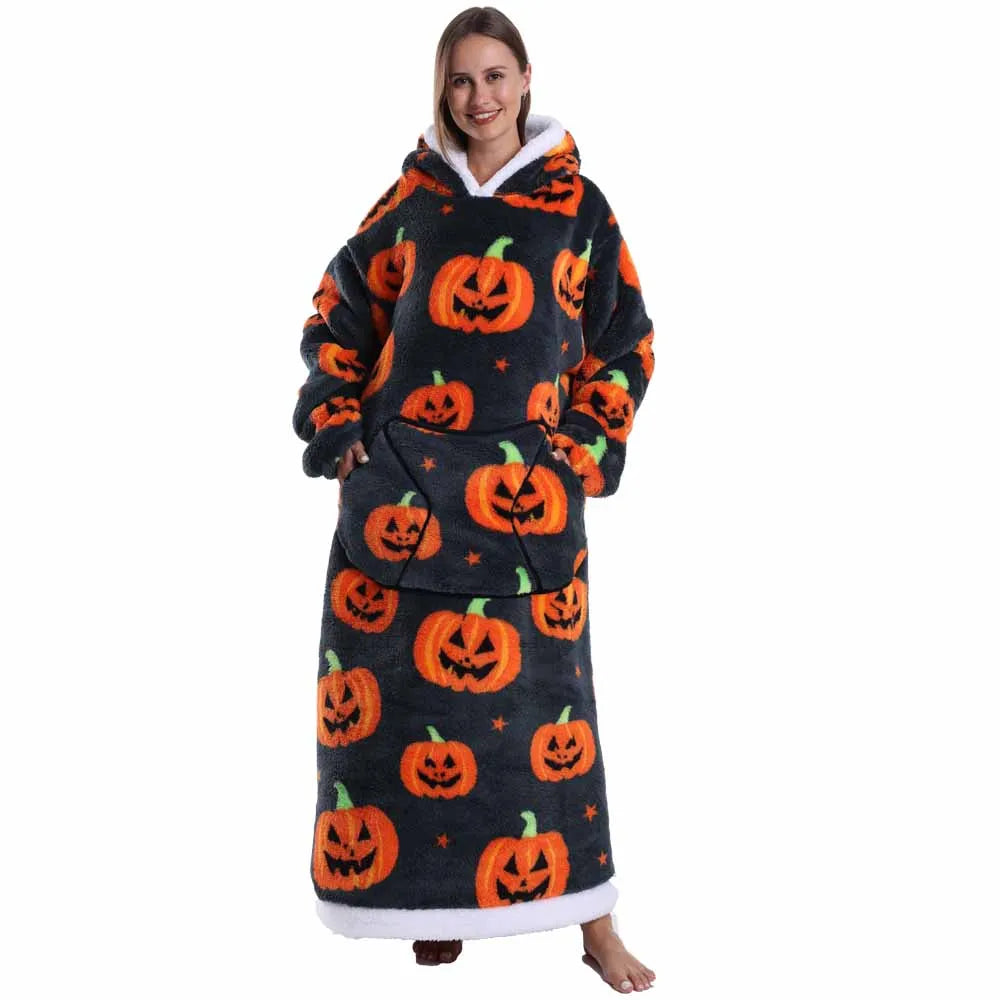 Man Pajamas Winter Long Men Bathrobe with Hood Luxury Fluffy Woman Dressing Gown Warm Halloween Pijamas Home Wear Towel Robe