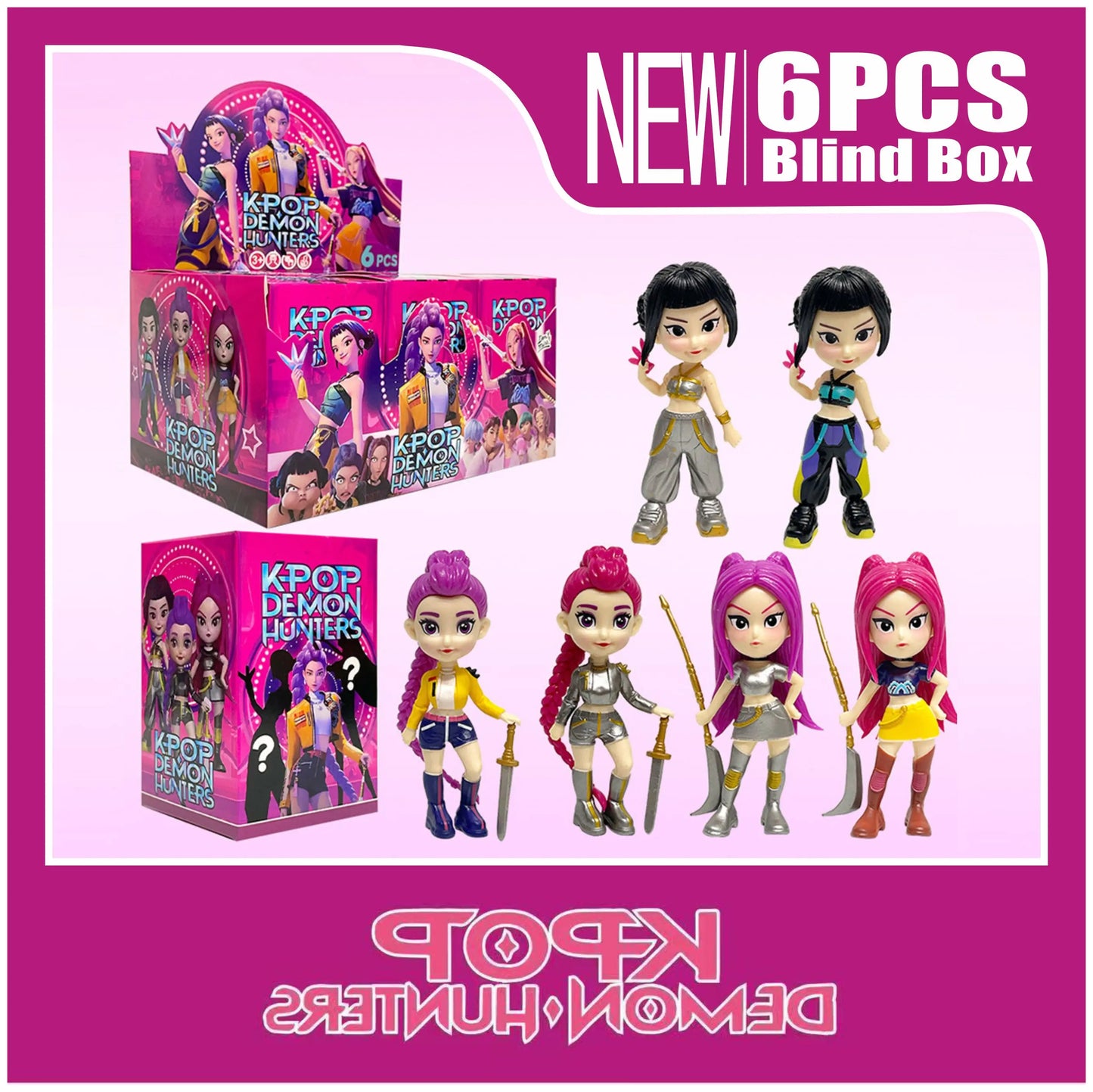 2026 New K-Pop Arrival Trendy Toy Blind Box - Witch Hunter Team 6pcs, Cute Anime Merchandise, PVC Model, Fan Idol Collectible