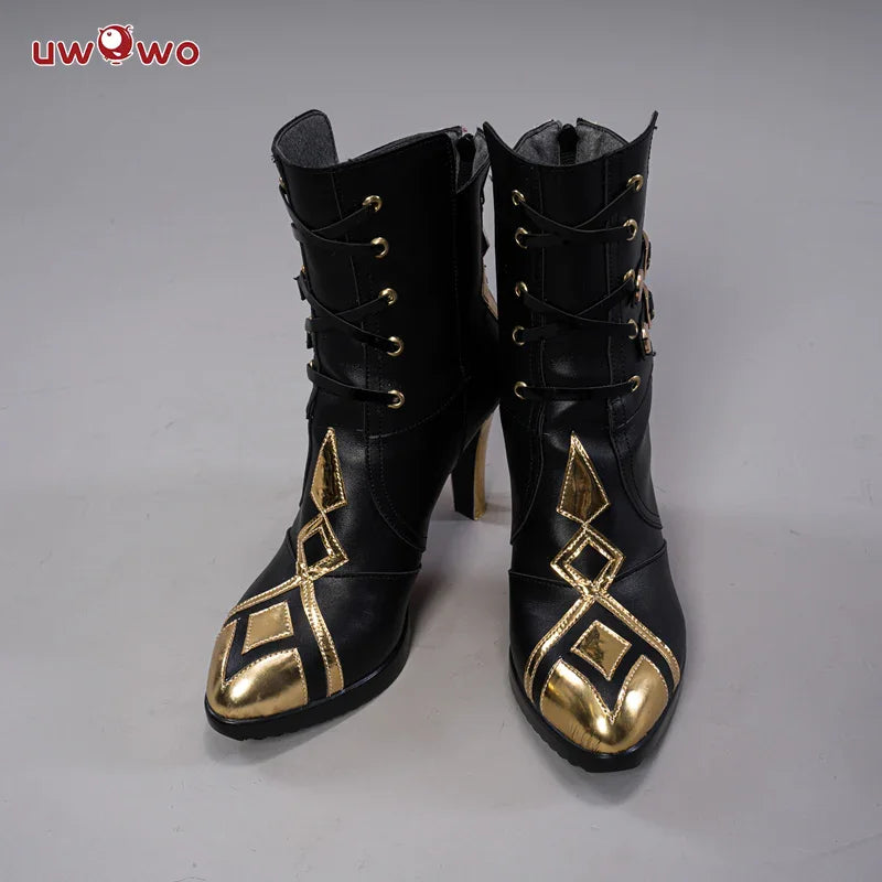 LAST BATCH UWOWO Game Genshin Impact Cosplay Fatui Harbinger The Knave Arlecchino Costume Shoes Boots