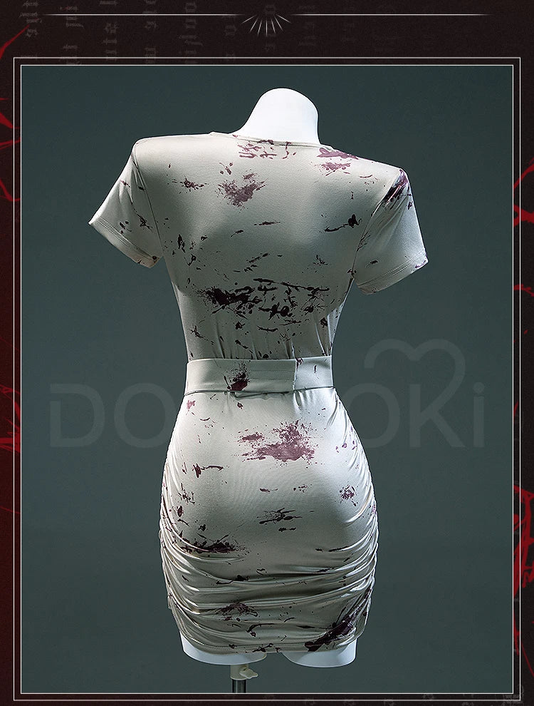 IN STOCK Bubble Head Nurse Cosplay Costume Game Cosplay【XS-3XL】DokiDoki-R Women Halloween Bloody Nurse Dress Mask Plus Siz