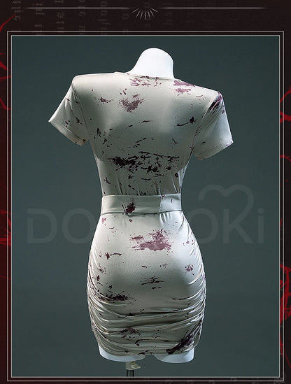 IN STOCK Bubble Head Nurse Cosplay Costume Game Cosplay【XS-3XL】DokiDoki-R Women Halloween Bloody Nurse Dress Mask Plus Siz