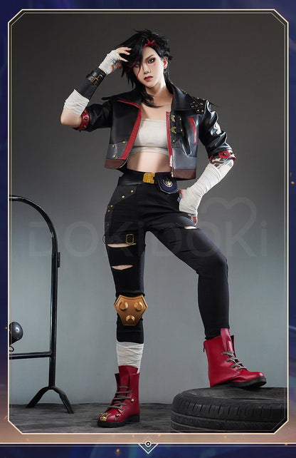 IN STOCK Vii Cosplay Costume Game Cosplay【S-3XL】DokiDoki-SR Women Suit Costume Cosplay Coat Black Suit Vii Tattoo Plus Size