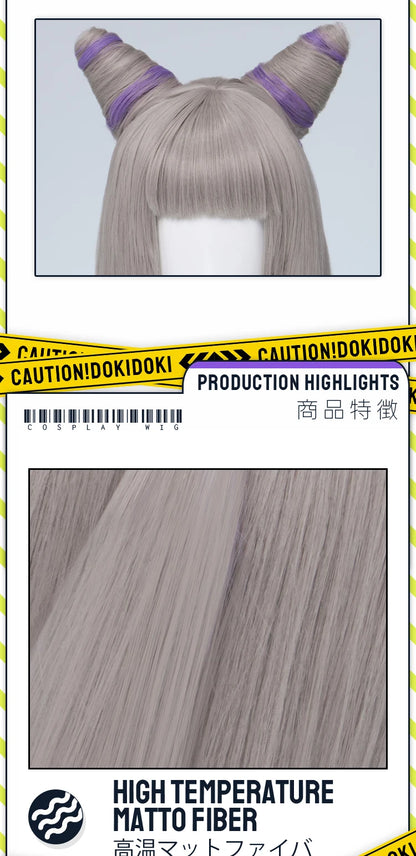IN STOCK Guinevere Olivia Wig Anime Cosplay DokiDoki Blue Hair Knights Cosplay Double Buns Hight Heat Resistant Free Wig Cap