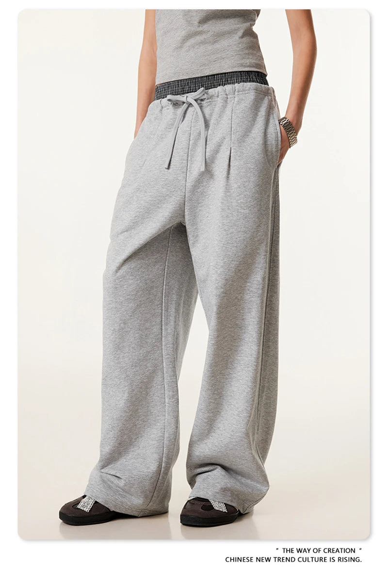 ZODF New 2025 Spring Men 280gsm Straight Pants Unisex Casual High Street Double Waist Sport Trousers Brand Streetwear HY1004