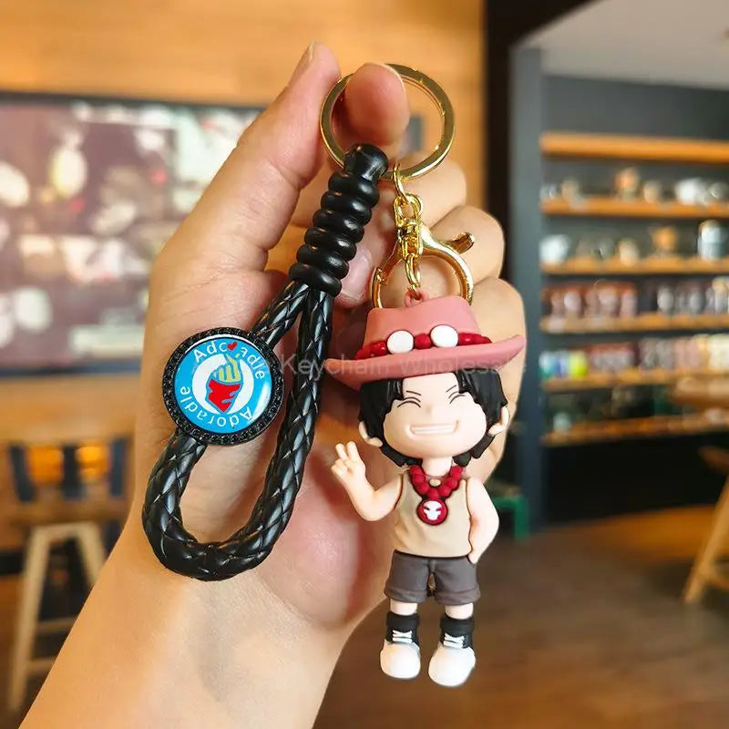 New Anime One Piece Dragon Ball Keychain Luffy Sauron Nami Chopper Silicone Cute Car Keyring Pendant Birthday Kids Toys Gifts