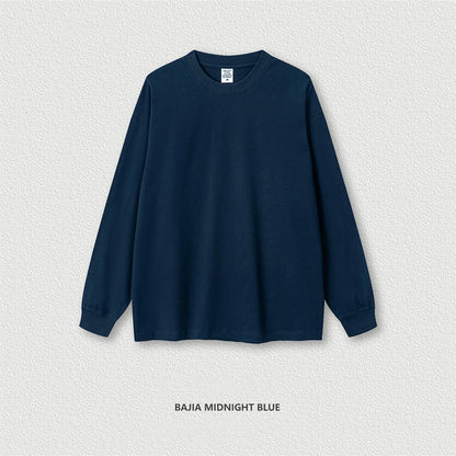 ZODF New 2024 Autumn 225gsm Loose Solid T-Shirt For Men Retro Unisex Antibacterial Full Sleeve T Shirts Brand Tops HY0871