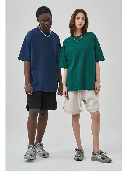 ZODF New Summer Solid Washed Cotton T-Shirts Streetwears For Men Unisex Retro High Street 275gsm Basic Tees Brand Tops HY0071