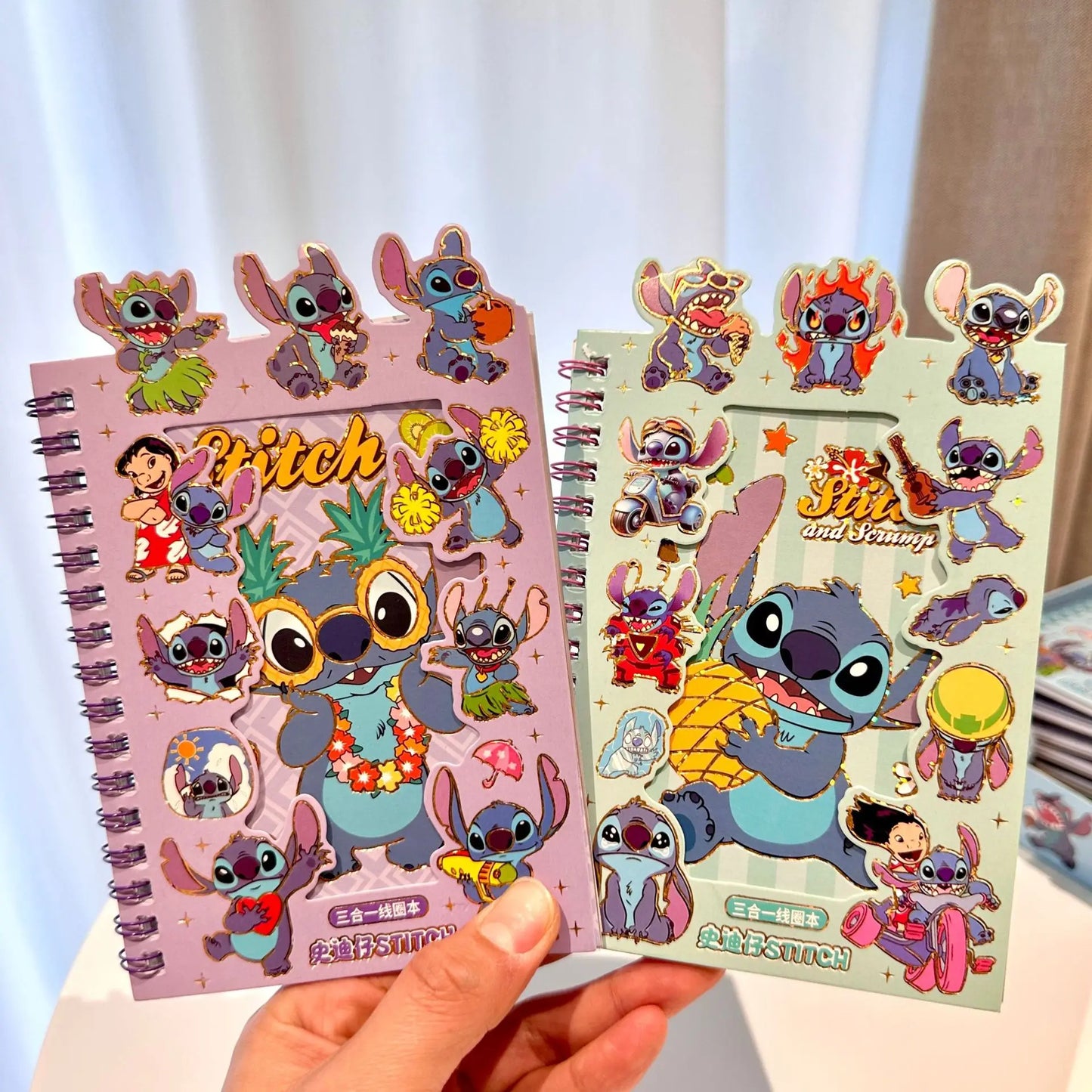 24pcs New Disney Stitch Cartoon Cute Handbag Coil Book Sticker Combination Book 27 Material Books Children'S Diy Handbag Gifts