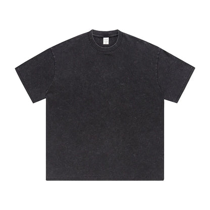 ZODF Men's Summer Batik Washed 250gsm T Shirts Retro Vintage Unisex Basic Loose Solid Cotton T-Shirt Brand Tops 2024 New HY0753