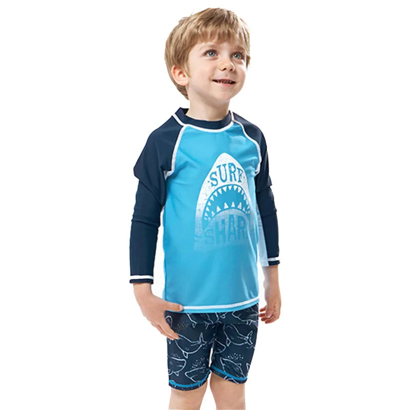 2025 Boys Girls Swimwear 3 to 4 5 6 7 8 9 10 11 12 Years Toddler Summer Cute Swimsuit Long Sleeve Kids 2piece Set Surf Beachwear