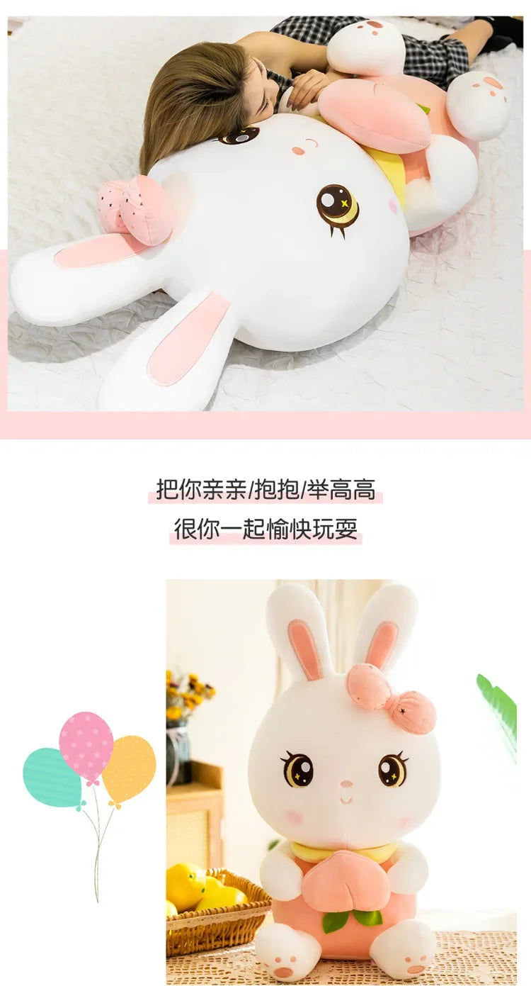50/65/80cm Cute Peach Rabbit Plush Toy Pillow Kawaii Stuffed Soft Animal Bunny Doll Baby Kids Toy Birthday Gift Present for Girl