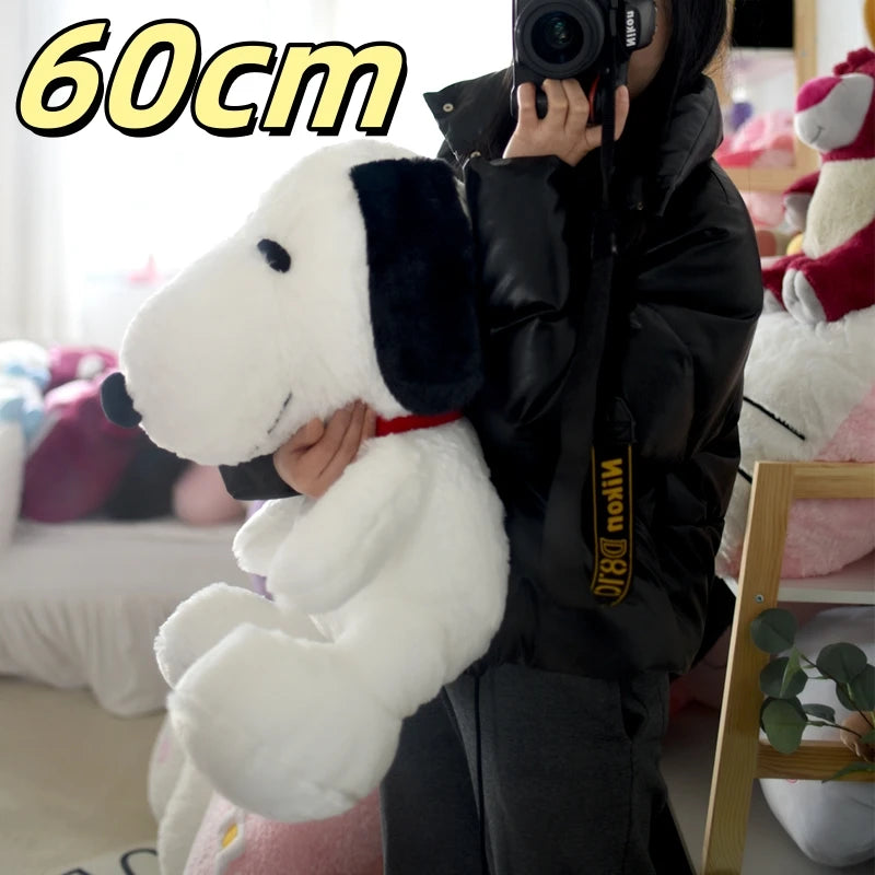 Cartoon Snoopy Plush Toy Stuffed Animal Black and White Dog Plushies Lovely Sitting Dog Doll Sofa Bed Room Decor Gifts Girl