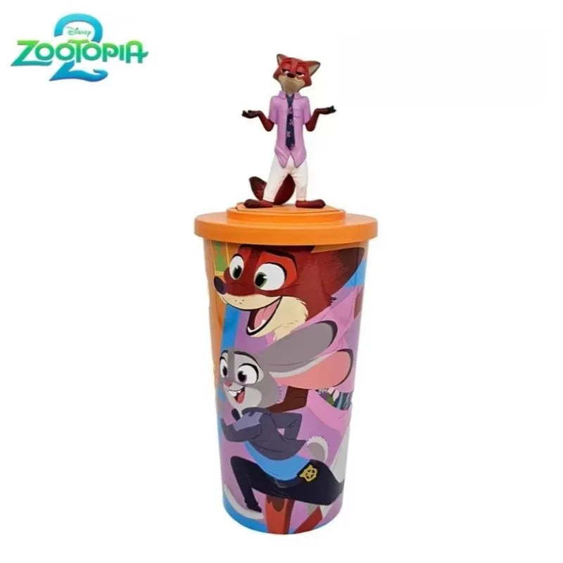 【HOT】Zootopia 2 Disney Movie Shaped Water Cup Nick Judy Cartoon Styled Cups With Crossbody Strap Kawaii Birthday Girl Boy Gifts