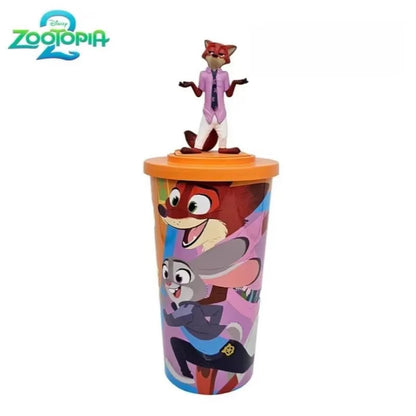 【HOT】Zootopia 2 Disney Movie Shaped Water Cup Nick Judy Cartoon Styled Cups With Crossbody Strap Kawaii Birthday Girl Boy Gifts