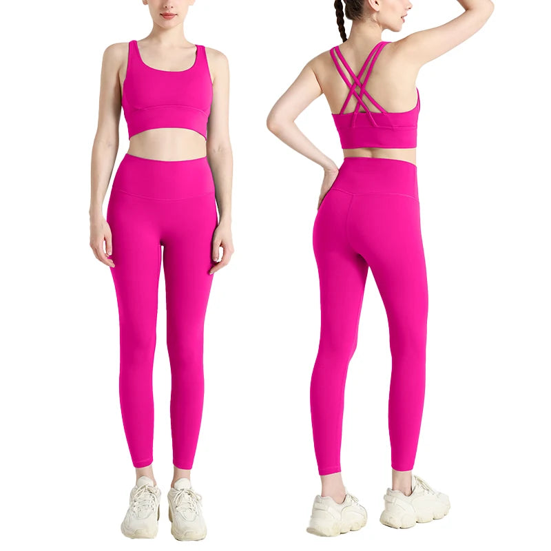 2024 Women’s 2 Piece Yoga Tracksuit Quick Dry Breathable Fitness Set Sports Bra and Leggings