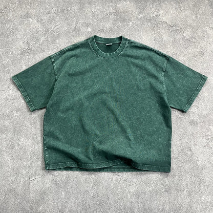 ZODF New Hip Hop Washed Cotton Boxy T-Shirts For Men Unisex Retro Loose Fit Basic Short Version T Shirt Brand Tops HY1076