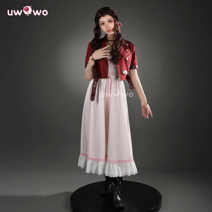 UWOWO Collab Series: FF- 7 Aerithh Cosplay Costume Pink Dress Cosplay Long Dress Halloween Costume