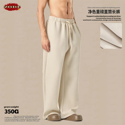 ZODF Casual 350gsm Fleece Unisex Loose Fit Wide Leg Straight Pants Warm Sport Trousers Winter HY0037