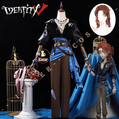 Identity V Clear Rationality Composer Cosplay Costume Wig Uniform Glasses Frederick Kreiburg Halloween for Women Men Carnival