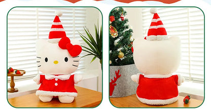 New Sanrio Hallo Kitty Plush Toy Doll Pillow Christmas Kt Cat Plush Toy Cute Hat Kitty Doll Katie Cat Pillow Girl Holiday Gifts