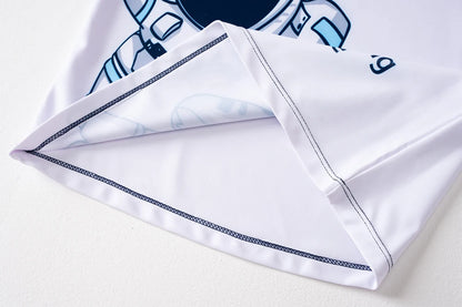 Boys Swimsuit 2025 3-Pieces Set Cute Cartoon Shark Print Kids Beach Suit Short Sleeve Swimwear with Swim Hat Toddler BeachWear