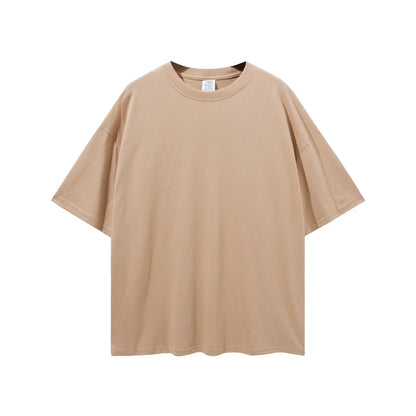 ZODF Trendy 2025 Men Basic Solid Cotton T-Shirts Unisex Male 190gsm Summer Loose Comfortable Soft Tees Shirt Streetwears HY0040