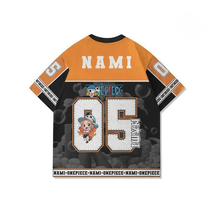 05 Jersey One Piece NAMI Anime Y2k Korean Style Kpop Baseball Hockey T-shirt Fashion Streetwear Anime Daily Unisex Tops Tees