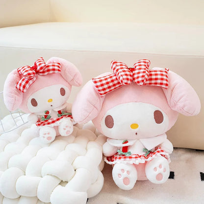 Sanrio Cartoon Plush Toy Kawali Strawberry My Melody Soft Stuffed Doll Pendant Keychain Toys Girl Kids Xmas Gift