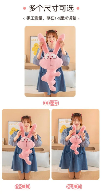 Cute Funny Plush Rabbit Toy Pink Cartoon Bunny Doll for Kids Birthday Xmas Gift Stuffed Animal Cuddly Pillow 120cm