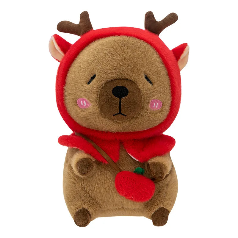 Plush Reindeer Capybara Transforming Stuffed Animal Cute Deer Cavy Doll for Kids Birthday Xmas Gift Soft Toy Bear