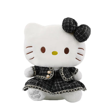 Sanrio Plush Cat Stuffed Animal Doll Large Checkered Skirt Kawaii Pillow Toy for Kids Birthday Christmas Gift for Girls Bedtime