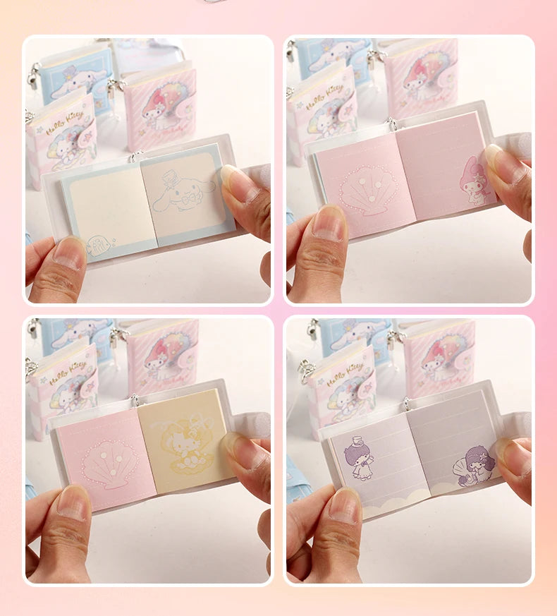 Sanrio Cartoon Mini Notepad Kawaii My Melody Kuromi Cinnamoroll Notebook Portable Pocket Hand Book Stationery Students Supplies