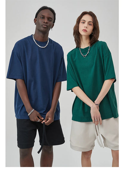 ZODF New Summer Solid Washed Cotton T-Shirts Streetwears For Men Unisex Retro High Street 275gsm Basic Tees Brand Tops HY0071