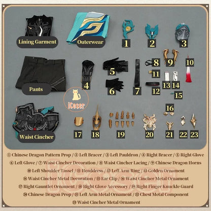 Honkai Star Rail Dan Heng Cosplay Costume Wig Permansor Terrae Uniform New Skin Outfit Headwear Halloween Party for Women Men