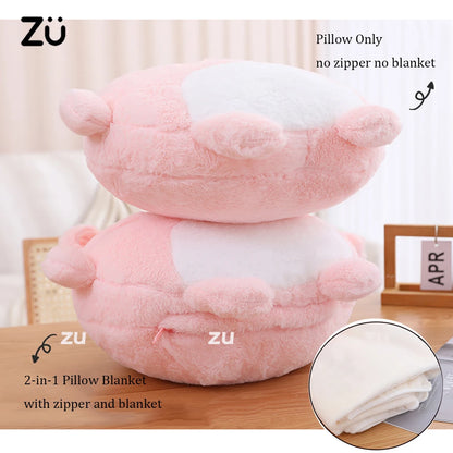 ZU Cute Stuffed Animal Frog Dino Koala Plush Pillows 2-in-1 Soft Coral Fleece Pillow Blanket Car Sofa Back Cushions Xmas Gift