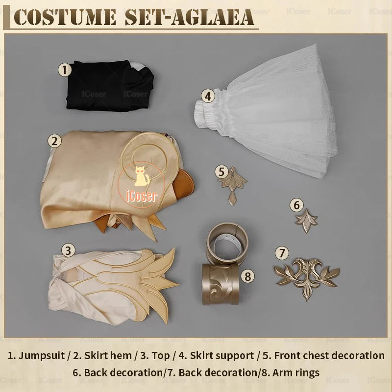 Honkai Star Rail Aglaea Memosprite Cosplay Costume Tailor Dress Summon Amphoreus The Goldweaver Halloween Party for Women Props