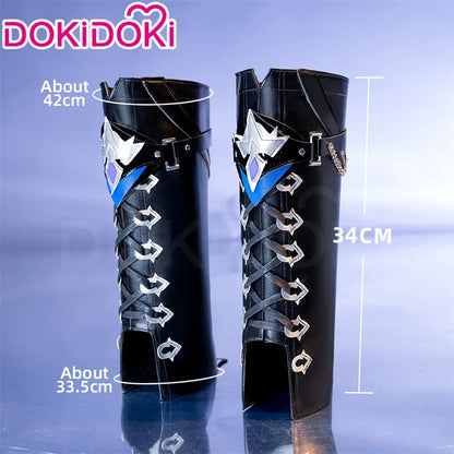 IN STOCK Flins Cosplay Shoes Game Genshin Impact DokiDoki Men Long Black Boots Kyryll Chudomirovich Flins Halloween Cosplay