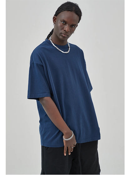 ZODF New Summer Solid Washed Cotton T-Shirts Streetwears For Men Unisex Retro High Street 275gsm Basic Tees Brand Tops HY0071