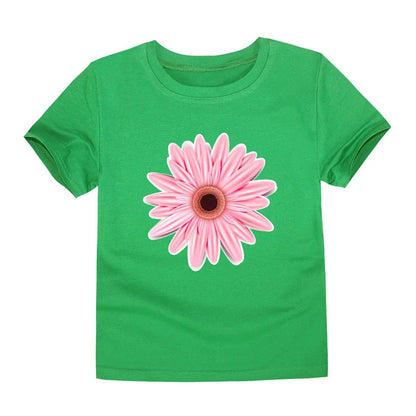 Child Kids Tshirts for Girls Clothes 2024 New Summer Pink Red Blue Luxury Toddler Girl T Shirt Kawaii Unicorn Flower Korean Tees