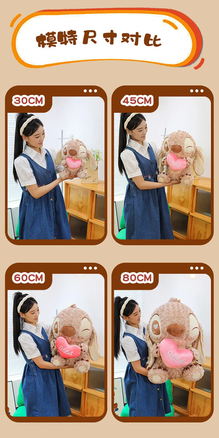 45/60/70cm Big Size Curly Stitch Disney Anime Plush Stuffed Doll Kawaii Coffee Plushies Pillow Ornaments Children's Holiday Gift