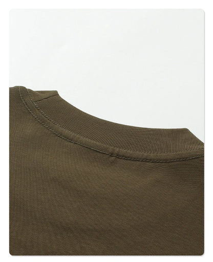 ZODF Fashion Spring Autumn Men 100% Cotton T-Shirt Unisex Fake 2-Piece 305gsm Solid Full Sleeve O Neck T Shirt Brand Tees HY0925