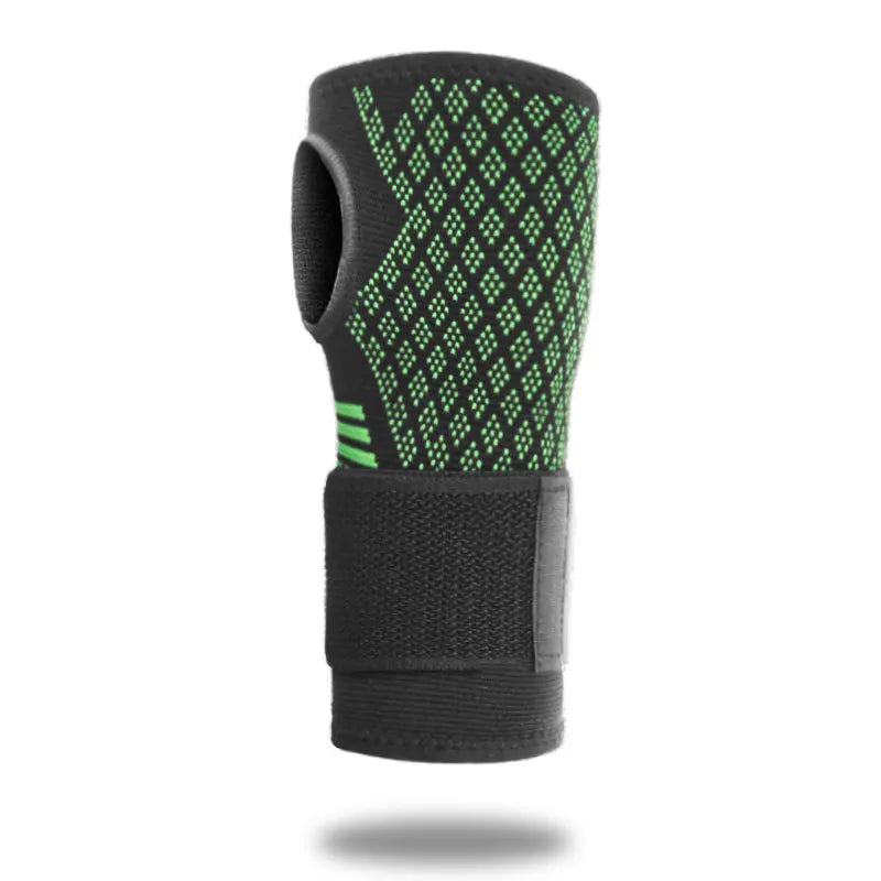 Adjustable 1pc Palm Guard Strap Wrist Protector Knitted Nylon Breathable Fitness Sports Gloves - GL046-GREEN / S