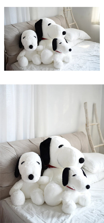 Cartoon Snoopy Plush Toy Stuffed Animal Black and White Dog Plushies Lovely Sitting Dog Doll Sofa Bed Room Decor Gifts Girl