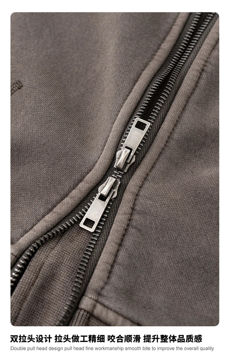 ZODF Vintage 2025 Winter Batik Washed Crop Hoodies Female Girls Remove Hood Heavy Weight Sport 400gsm Hooded Coat HY1085